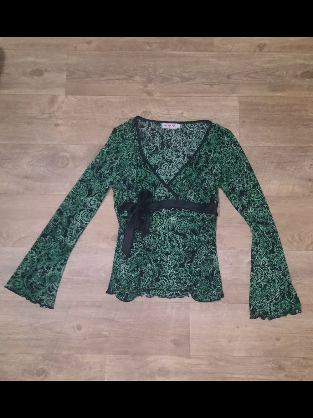 Trixxi Emerald Green Paisley Bell Sleeves Shirt